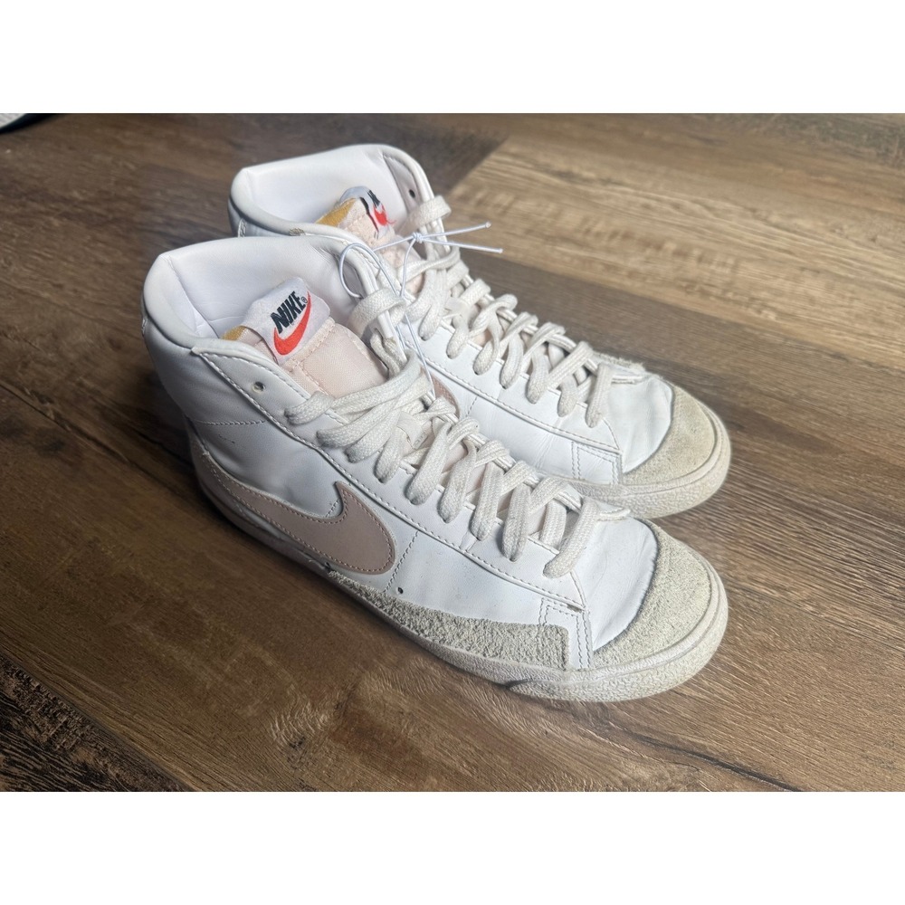 Nike White Beige High Top Leather Sneakers Unisex